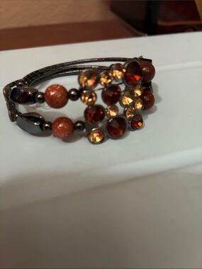 Women's Vintage Brown Crystal Cluster Bracelet - Unbranded Hand crafted